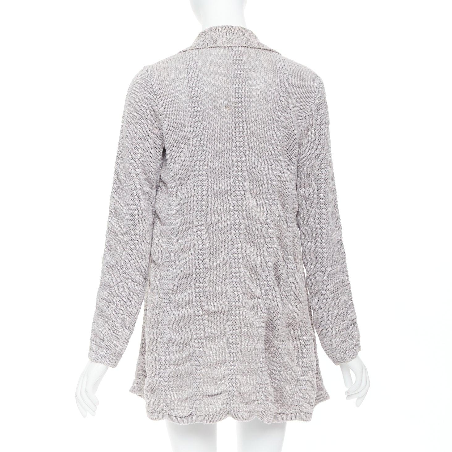 HELMUT LANG 100% Leinen hellgraue offene Strickjacke mit langen Ärmeln und offenen Ärmeln XS Damen im Angebot