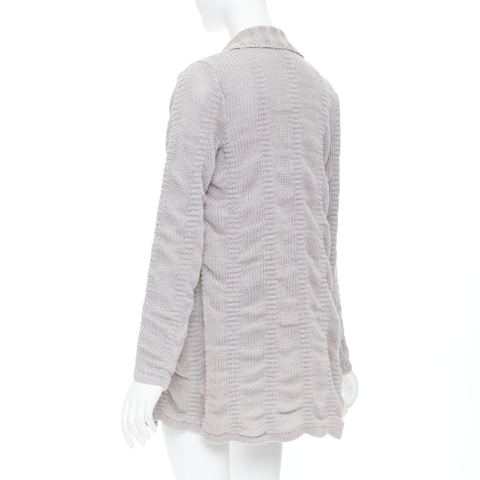 HELMUT LANG 100% Leinen hellgraue offene Strickjacke mit langen Ärmeln und offenen Ärmeln XS im Angebot 1