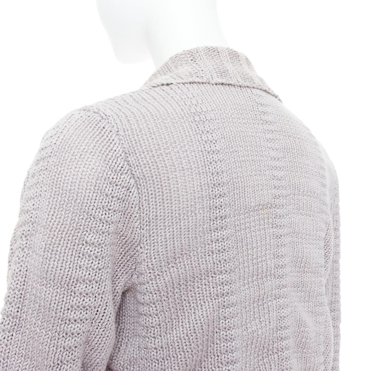 HELMUT LANG 100% Leinen hellgraue offene Strickjacke mit langen Ärmeln und offenen Ärmeln XS im Angebot 2