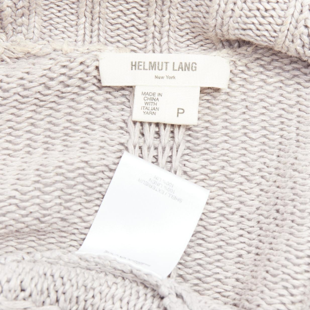 HELMUT LANG 100% Leinen hellgraue offene Strickjacke mit langen Ärmeln und offenen Ärmeln XS im Angebot 3