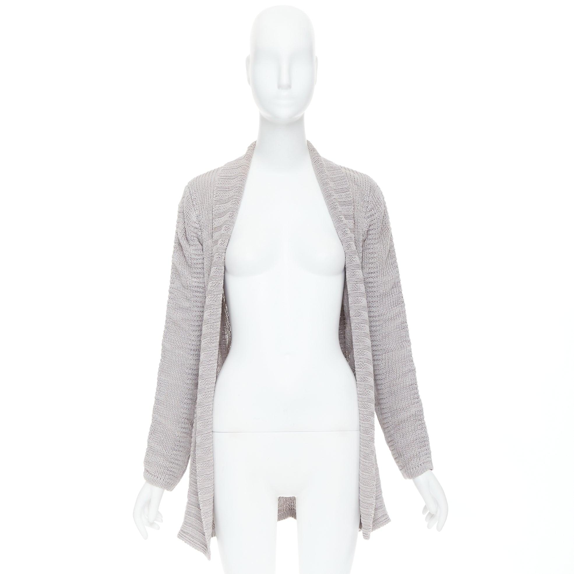 HELMUT LANG 100% Leinen hellgraue offene Strickjacke mit langen Ärmeln und offenen Ärmeln XS im Angebot 4