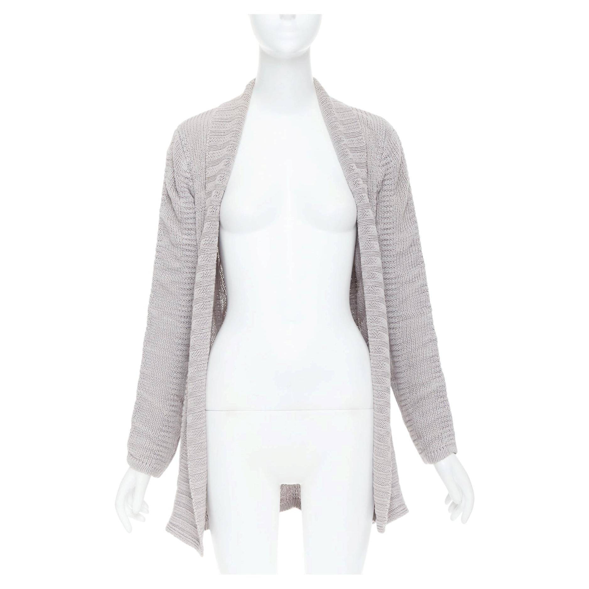 Pre-owned Helmut Lang 100% Linen Light Grey Knit Long Sleeve Open Cardigan Xs In Gray
