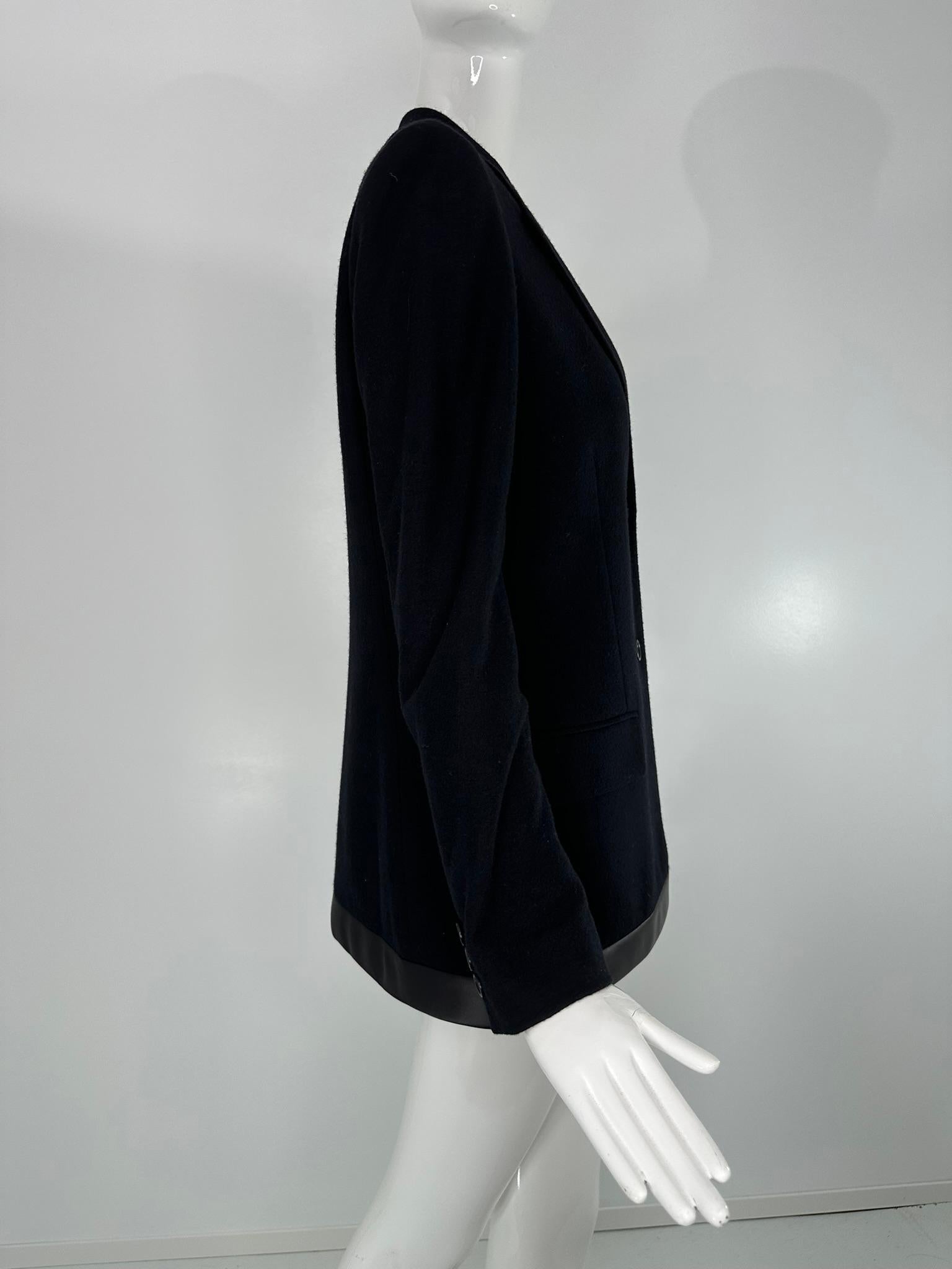 Helmut Lang 1990s Black Label Giacca in lana nera con orlo in raso nero 44 in vendita 5