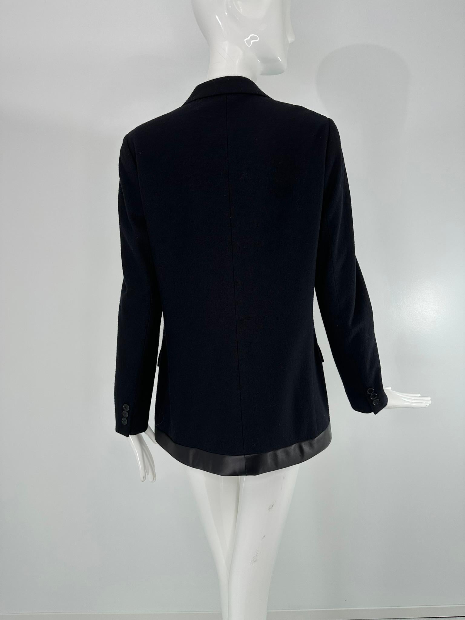 Helmut Lang 1990s Black Label Giacca in lana nera con orlo in raso nero 44 in vendita 3