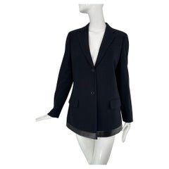 Helmut Lang 1990s Black Label Black Wool Jacket with Black Satin Hem Band 44