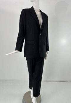 Helmut Lang 1990s Dunkelgrau Wolle Nadelstreifen Einreihig Hosenanzug 44