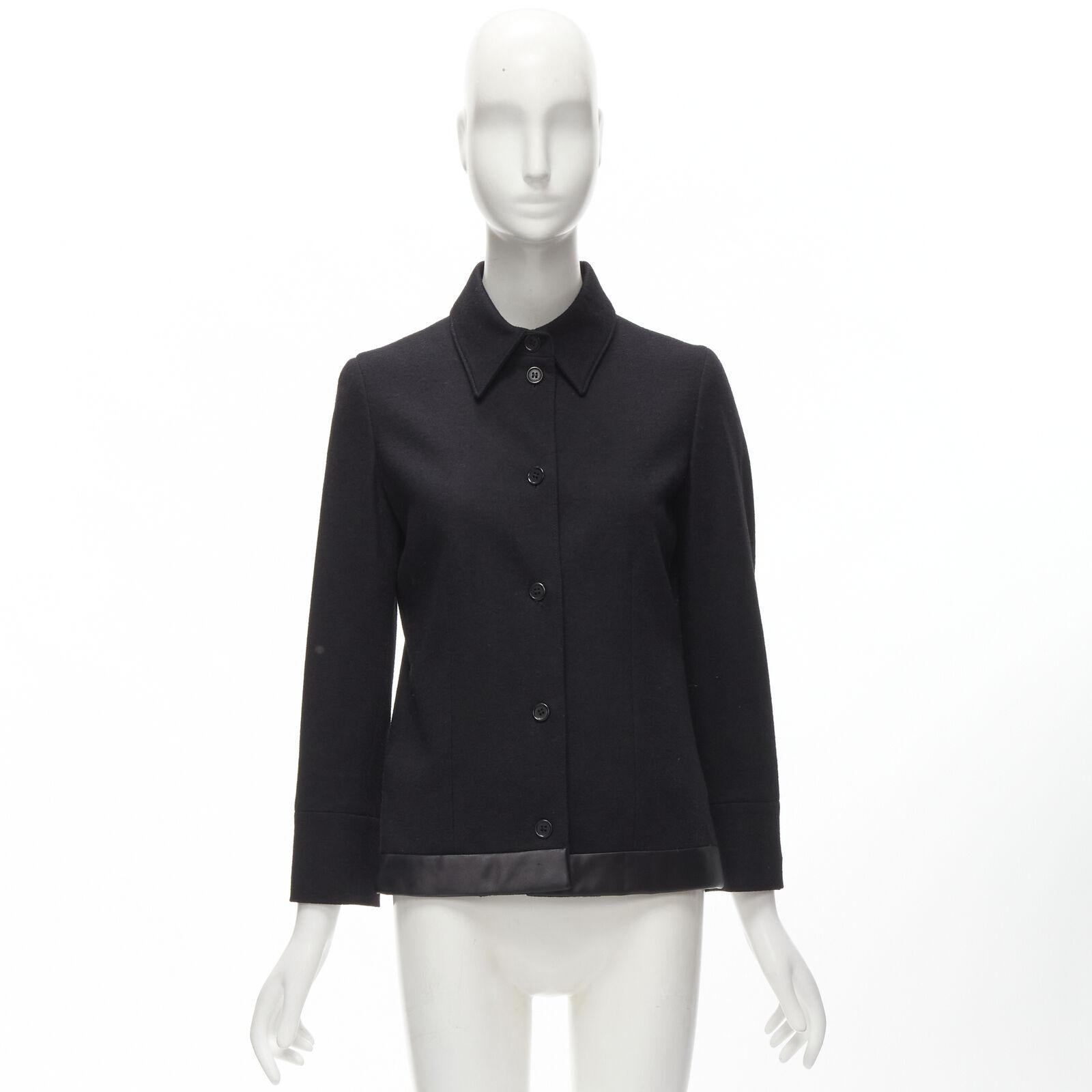HELMUT LANG 1990's Vintage black wool satin trim hem minimal jacket IT42 M For Sale 6