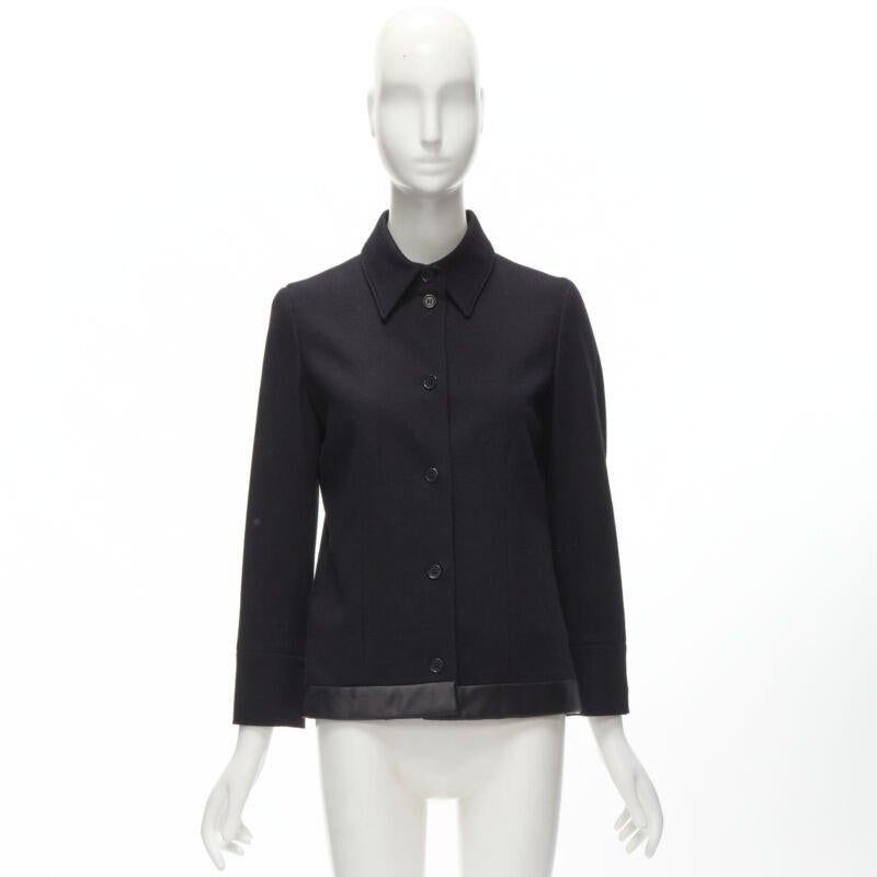 HELMUT LANG 1990's Vintage black wool satin trim hem minimal jacket IT42 M For Sale 7