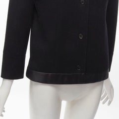 HELMUT LANG 1990's Vintage chaqueta mínima con ribete de satén de lana negra IT42 M