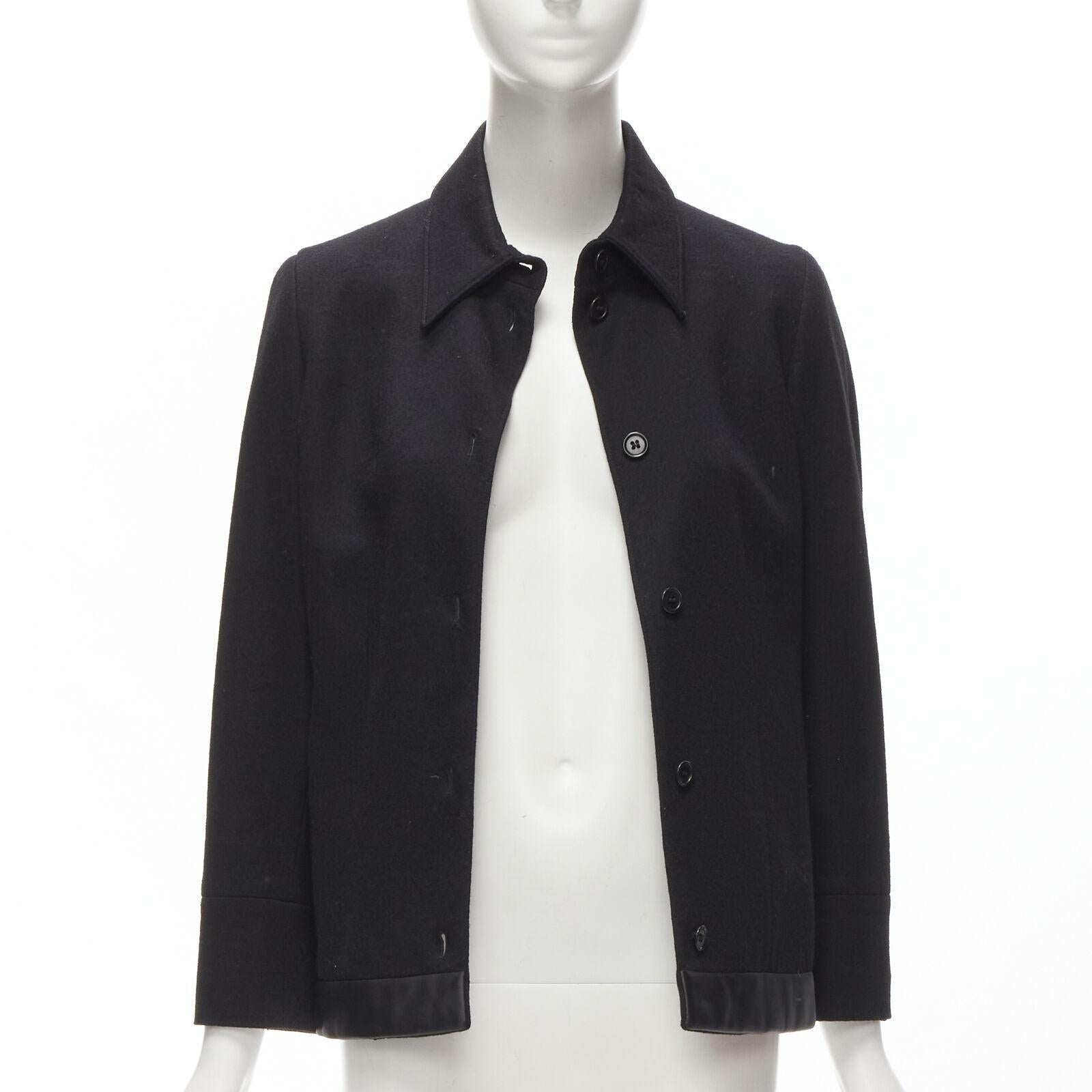 Black HELMUT LANG 1990's Vintage black wool satin trim hem minimal jacket IT42 M For Sale