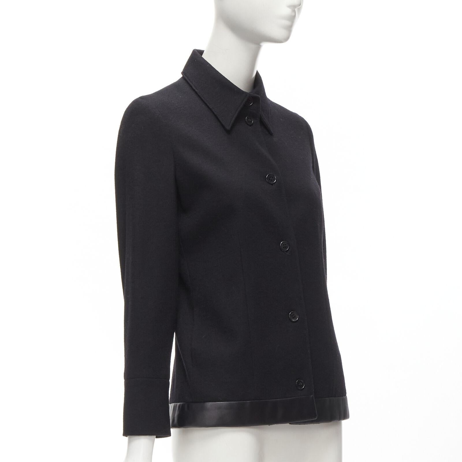 HELMUT LANG 1990's Vintage black wool satin trim hem minimal jacket IT42 M In Excellent Condition For Sale In Hong Kong, NT