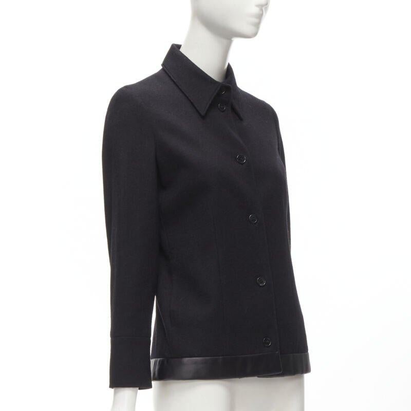 Women's HELMUT LANG 1990's Vintage black wool satin trim hem minimal jacket IT42 M For Sale