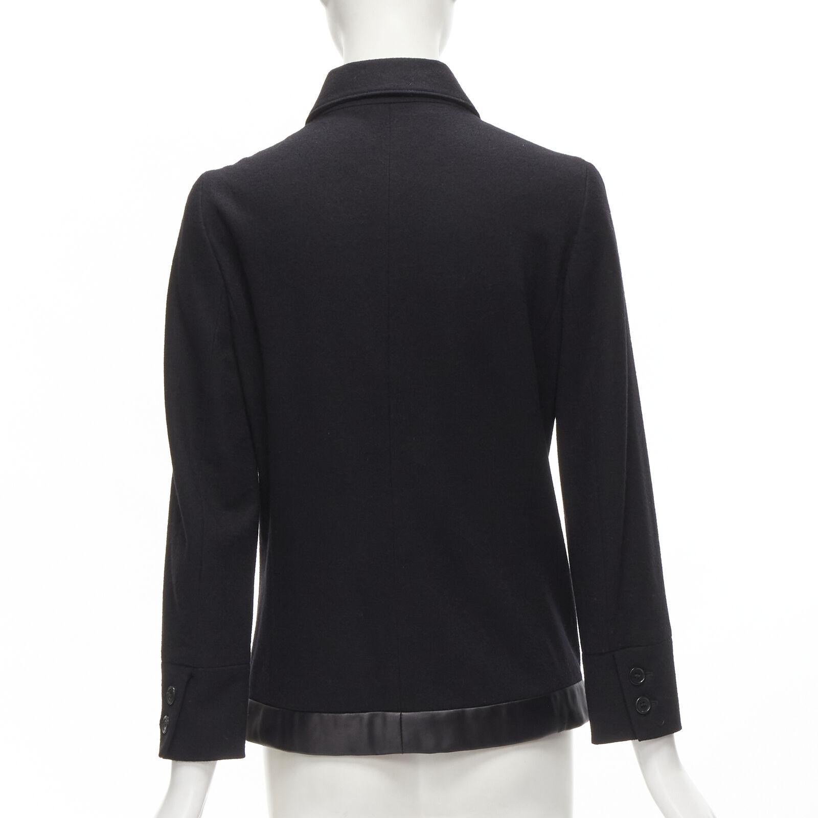 HELMUT LANG 1990's Vintage black wool satin trim hem minimal jacket IT42 M For Sale 1