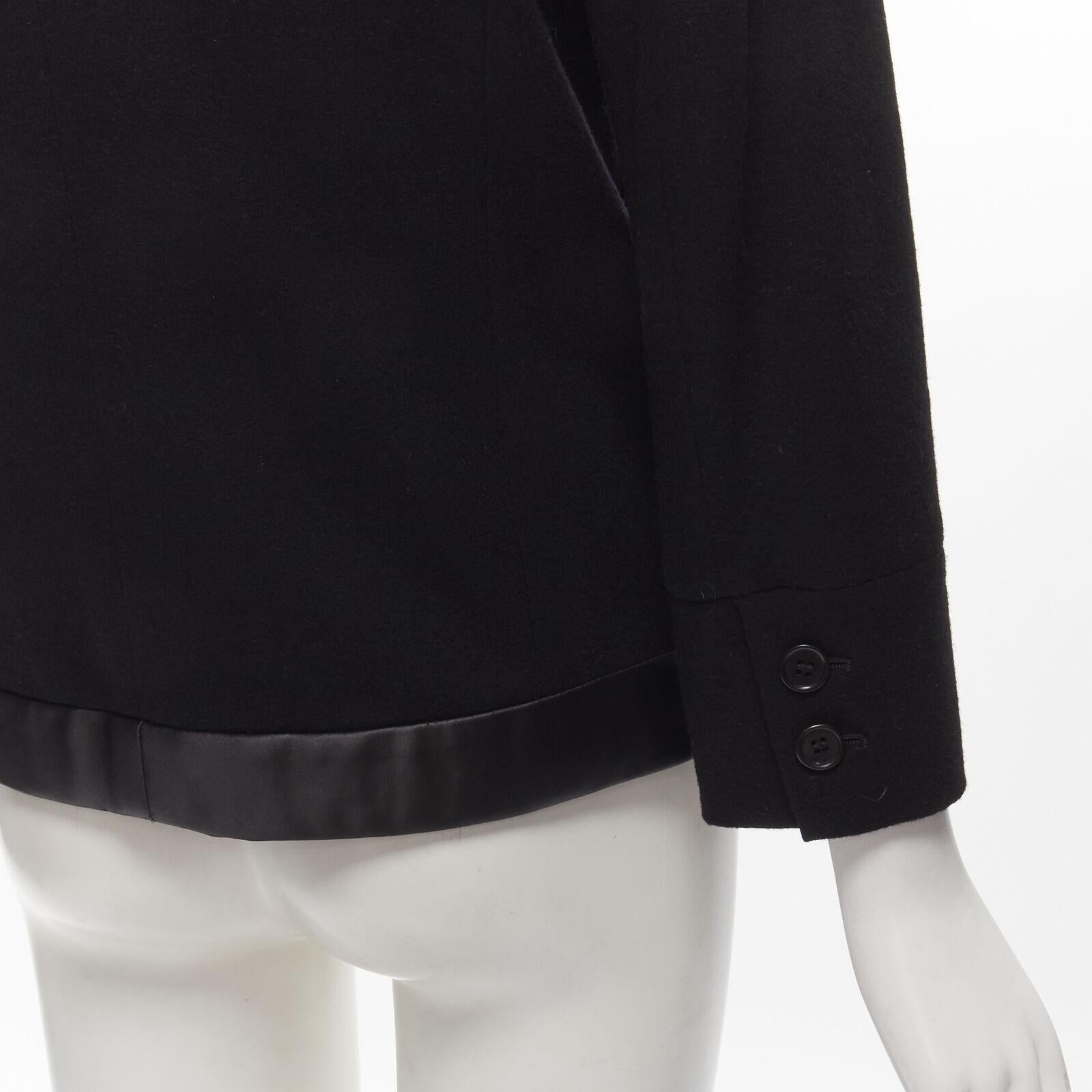 HELMUT LANG 1990's Vintage black wool satin trim hem minimal jacket IT42 M For Sale 4