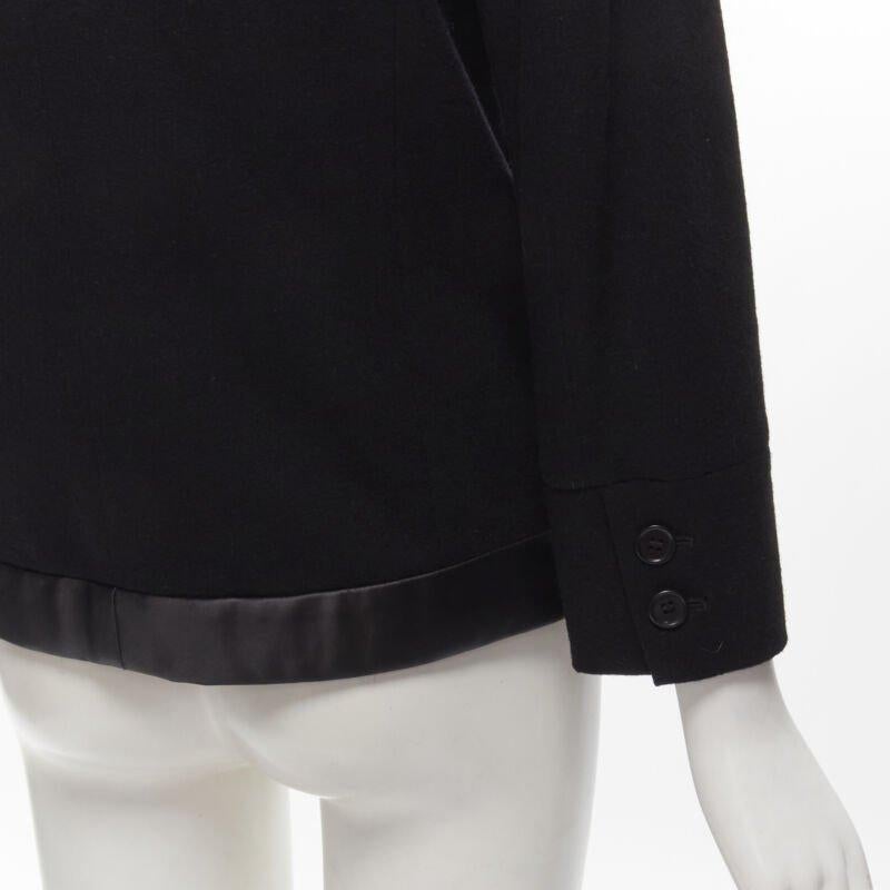 HELMUT LANG 1990's Vintage black wool satin trim hem minimal jacket IT42 M For Sale 5