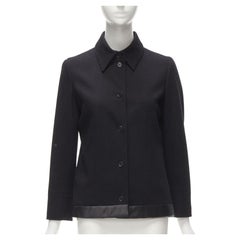 HELMUT LANG Vintage 1990's Veste minimale en laine noire à ourlet satiné IT42 M