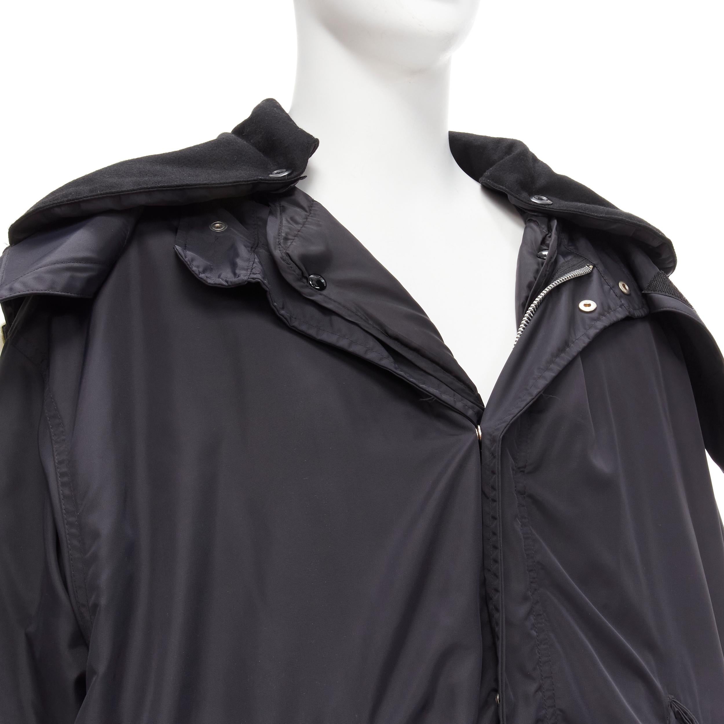 HELMUT LANG 1998 Astro goose down black detachable faux fur hood padded coat M 5