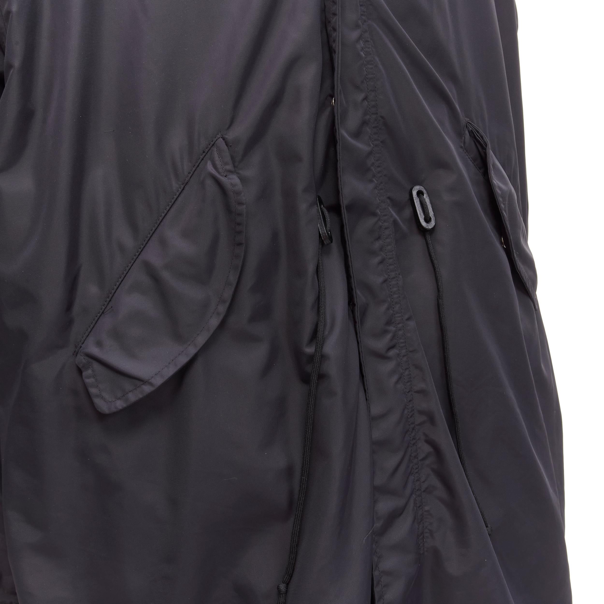HELMUT LANG 1998 Astro goose down black detachable faux fur hood padded coat M 6