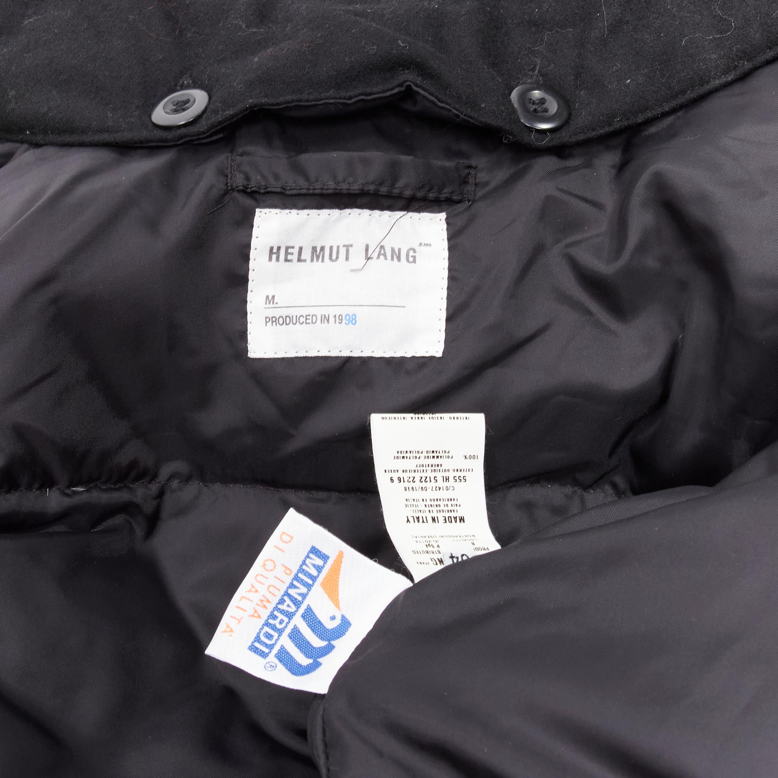 HELMUT LANG 1998 Astro goose down black detachable faux fur hood padded coat M 7