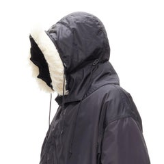 HELMUT LANG 1998 Astro goose down black detachable faux fur hood padded coat M