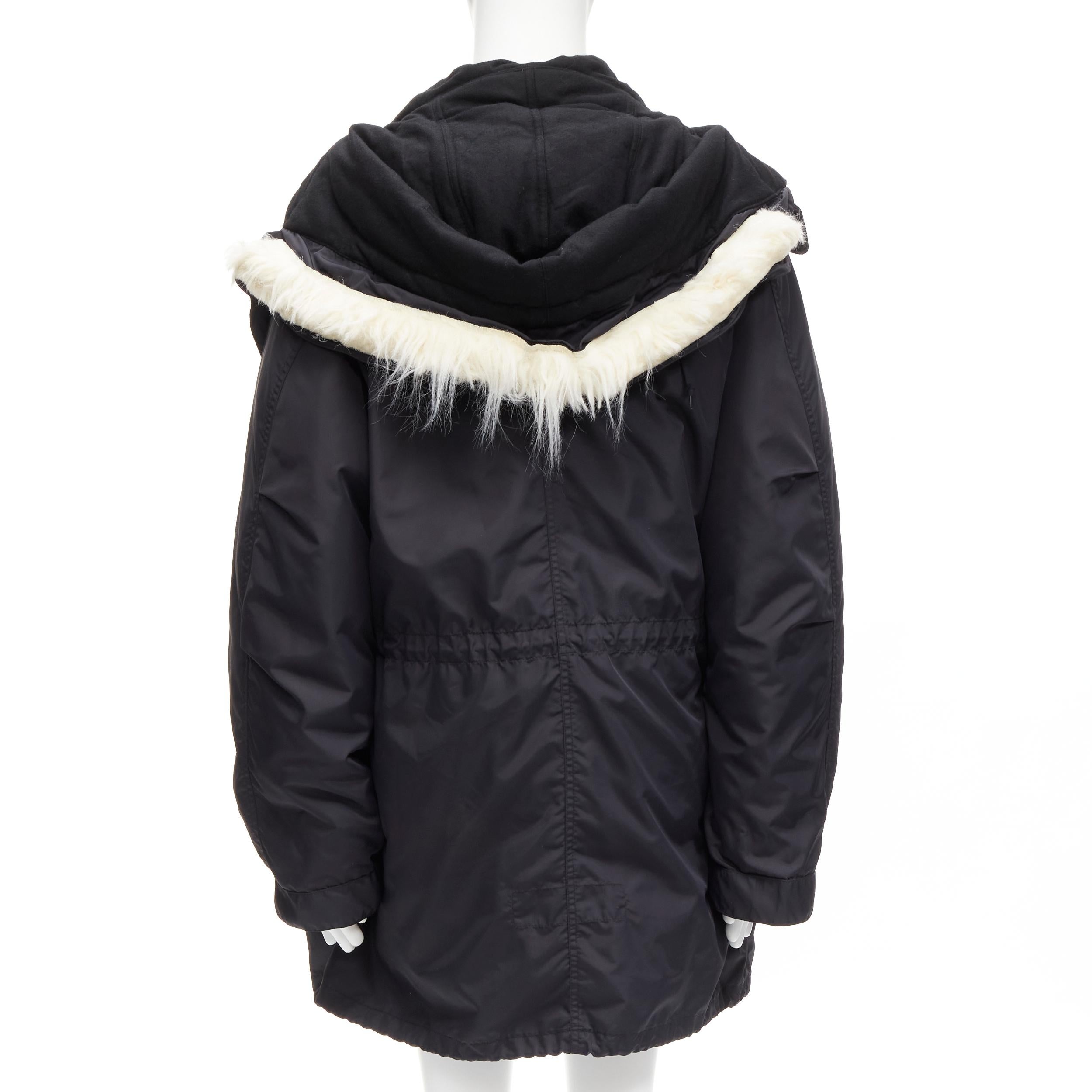 HELMUT LANG 1998 Astro goose down black detachable faux fur hood padded coat M 2