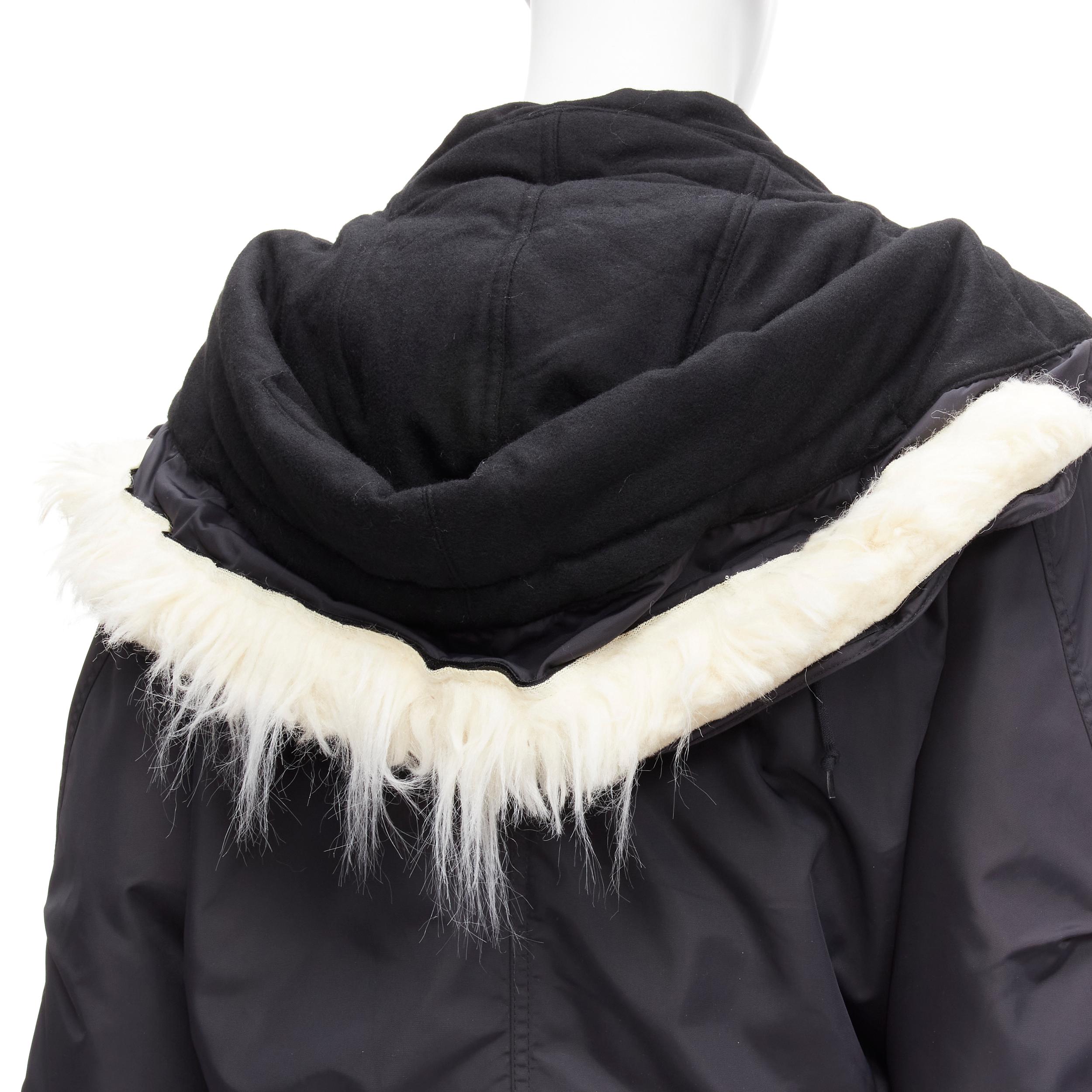 HELMUT LANG 1998 Astro goose down black detachable faux fur hood padded coat M 4