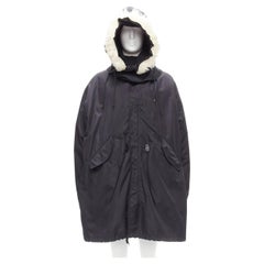 Vintage HELMUT LANG 1998 Astro goose down black detachable faux fur hood padded coat M