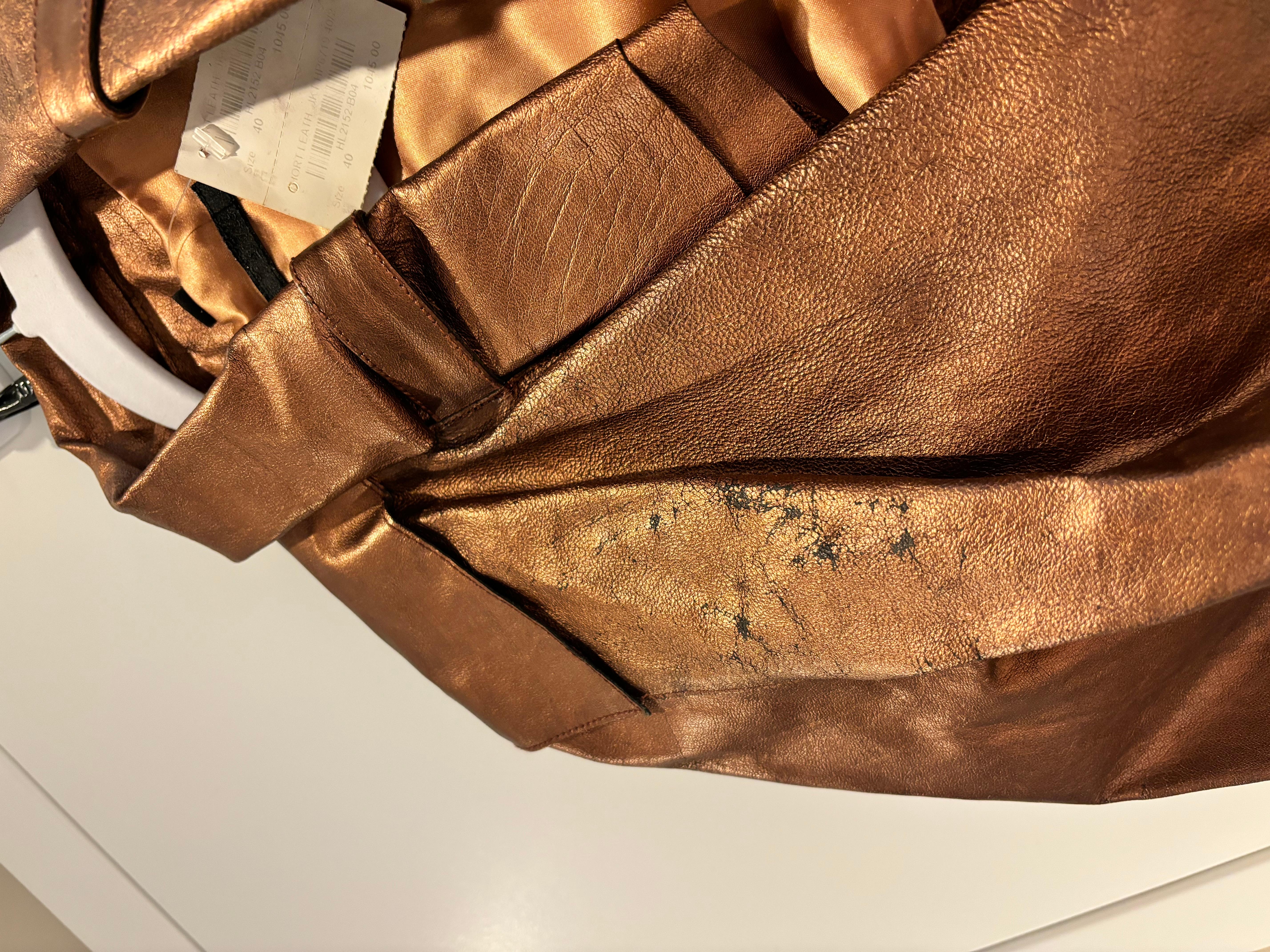 Helmut Lang
AW04
Vintage, Runway
Copper Bronze
NWT’s is distressed in some places
100% Leather
IT40 fits true to size
No stretch
 Notes: avant-garde, collector's item

ALL SALES FINAL NO RETURNS NO EXCEPTIONS