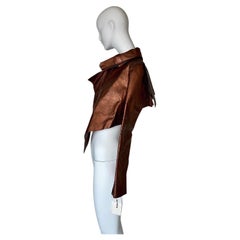 HELMUT LANG 2004 Laufsteg Vintage-Lederjacke aus Bronze in Kurzform