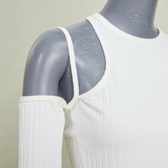 HELMUT LANG 2023 cutout asymmetrical ribbed luxe pima cotton knitwear top S