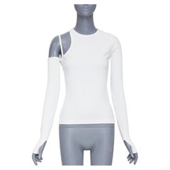HELMUT LANG 2023 cutout asymmetrical ribbed luxe pima cotton knitwear top S