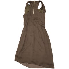 Helmut Lang Asymmetric Belted Crepe Dress in Brown Polyester
