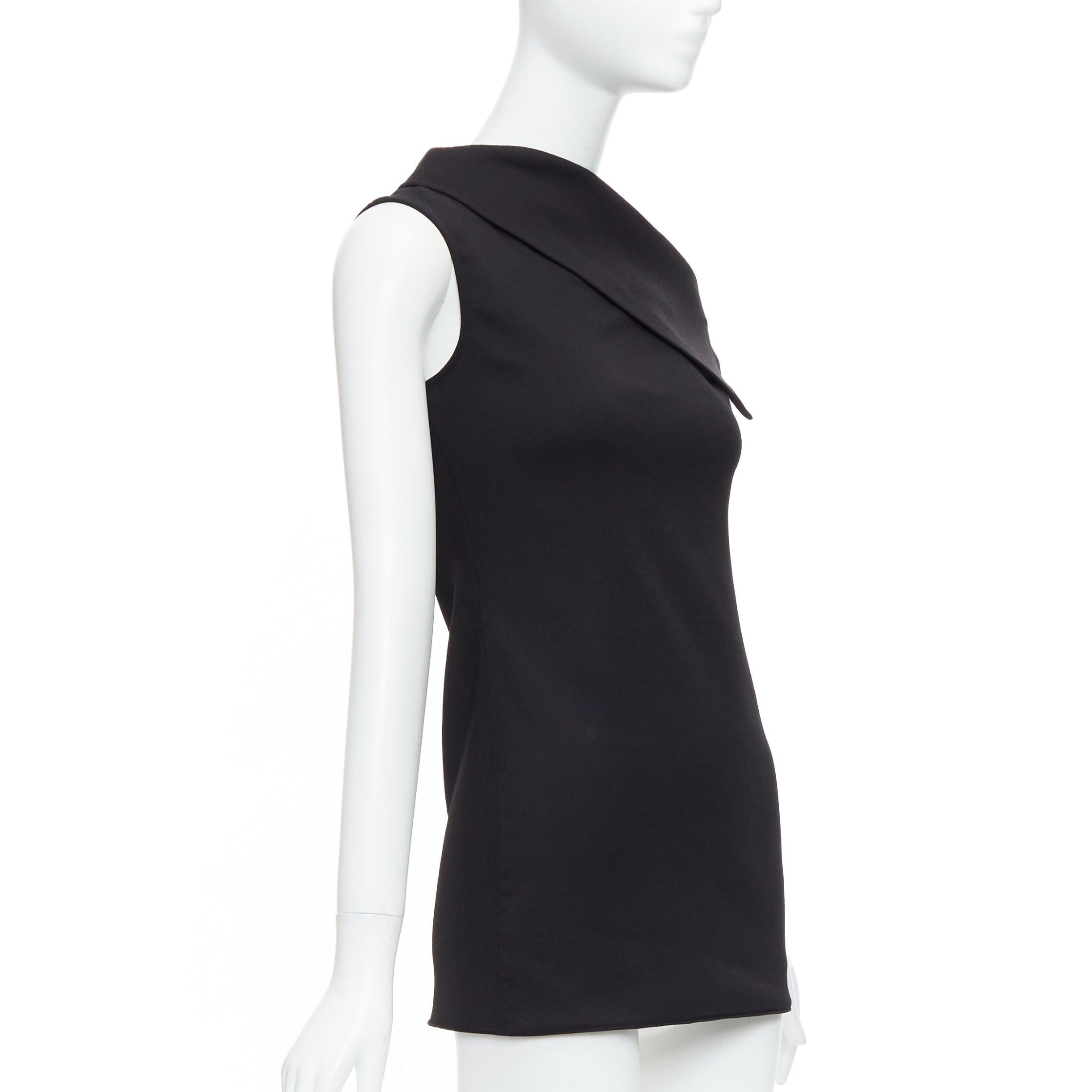 HELMUT LANG mini vestido asimétrico off shoulder de lana y scuba negro US0 XS Negro en venta