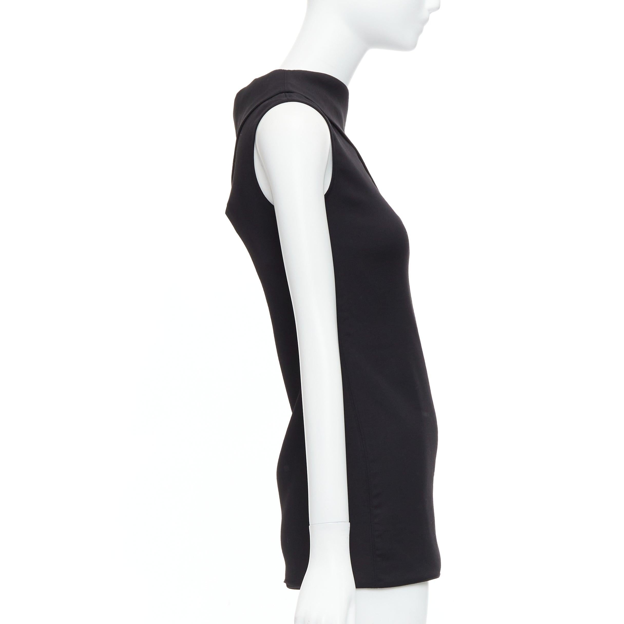 HELMUT LANG mini vestido asimétrico off shoulder de lana y scuba negro US0 XS en Nuevo estado para la venta en Hong Kong, NT