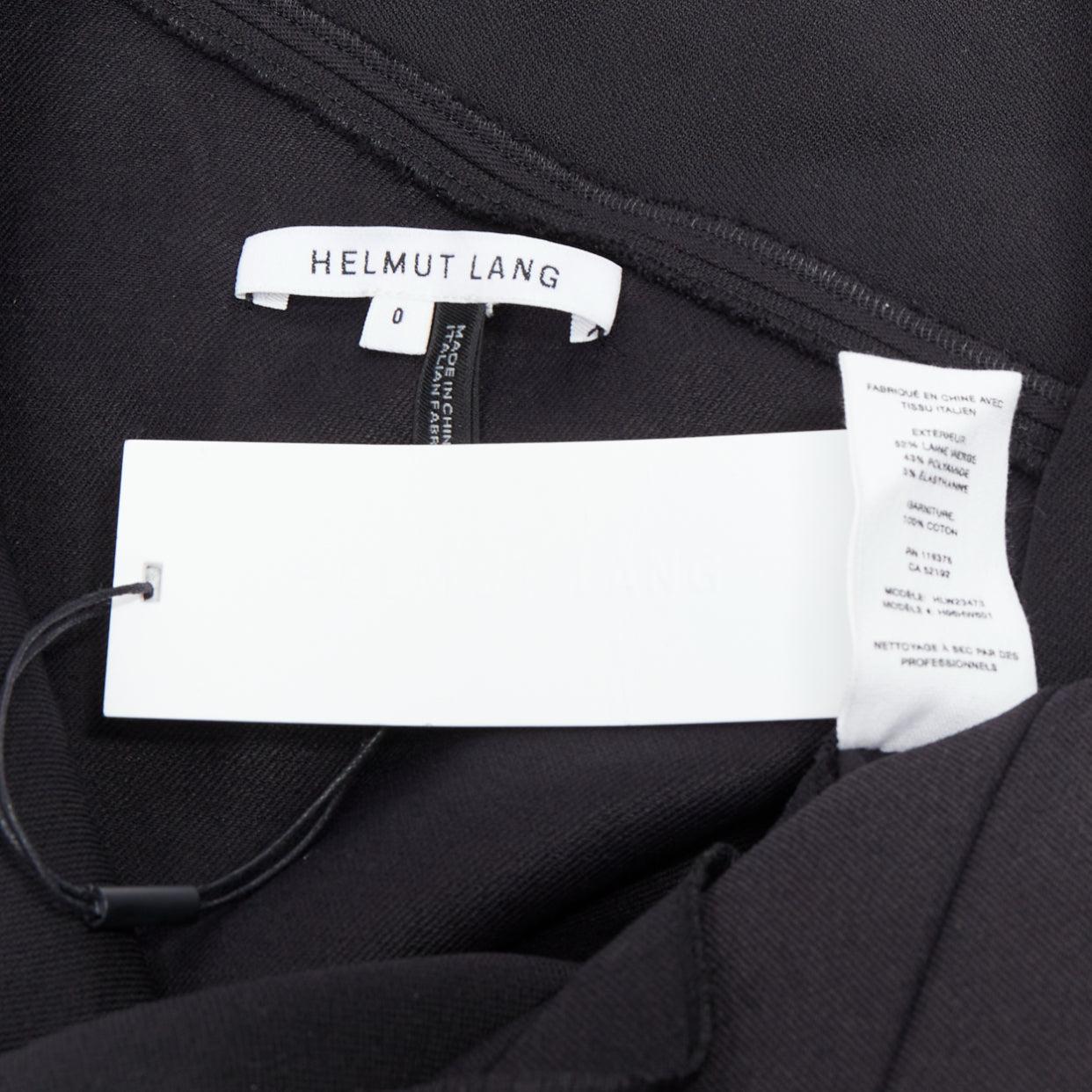 HELMUT LANG mini vestido asimétrico off shoulder de lana y scuba negro US0 XS en venta 3