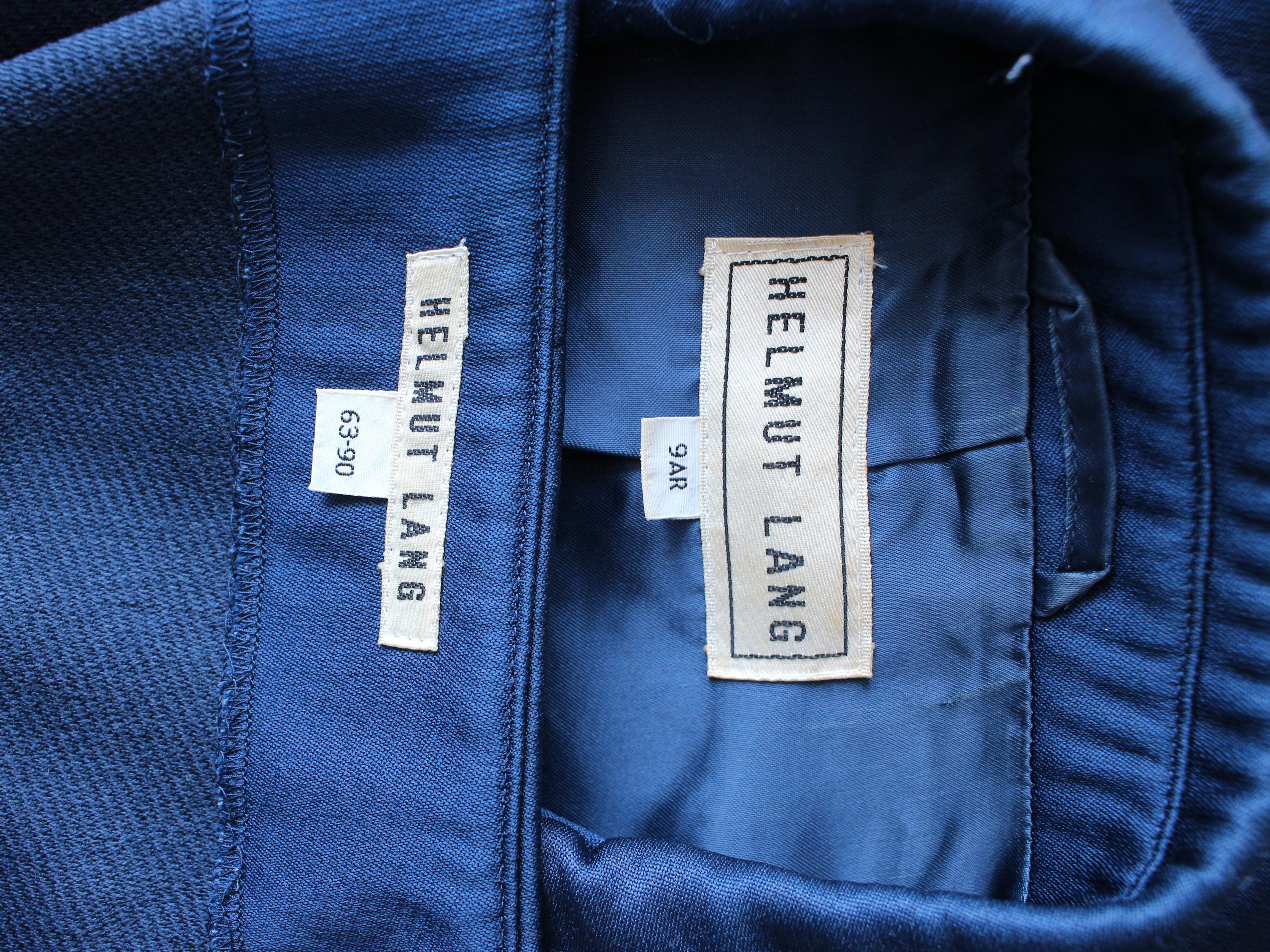 Helmut Lang Otoño/Invierno 1990 Traje con falda de satén azul en venta 5
