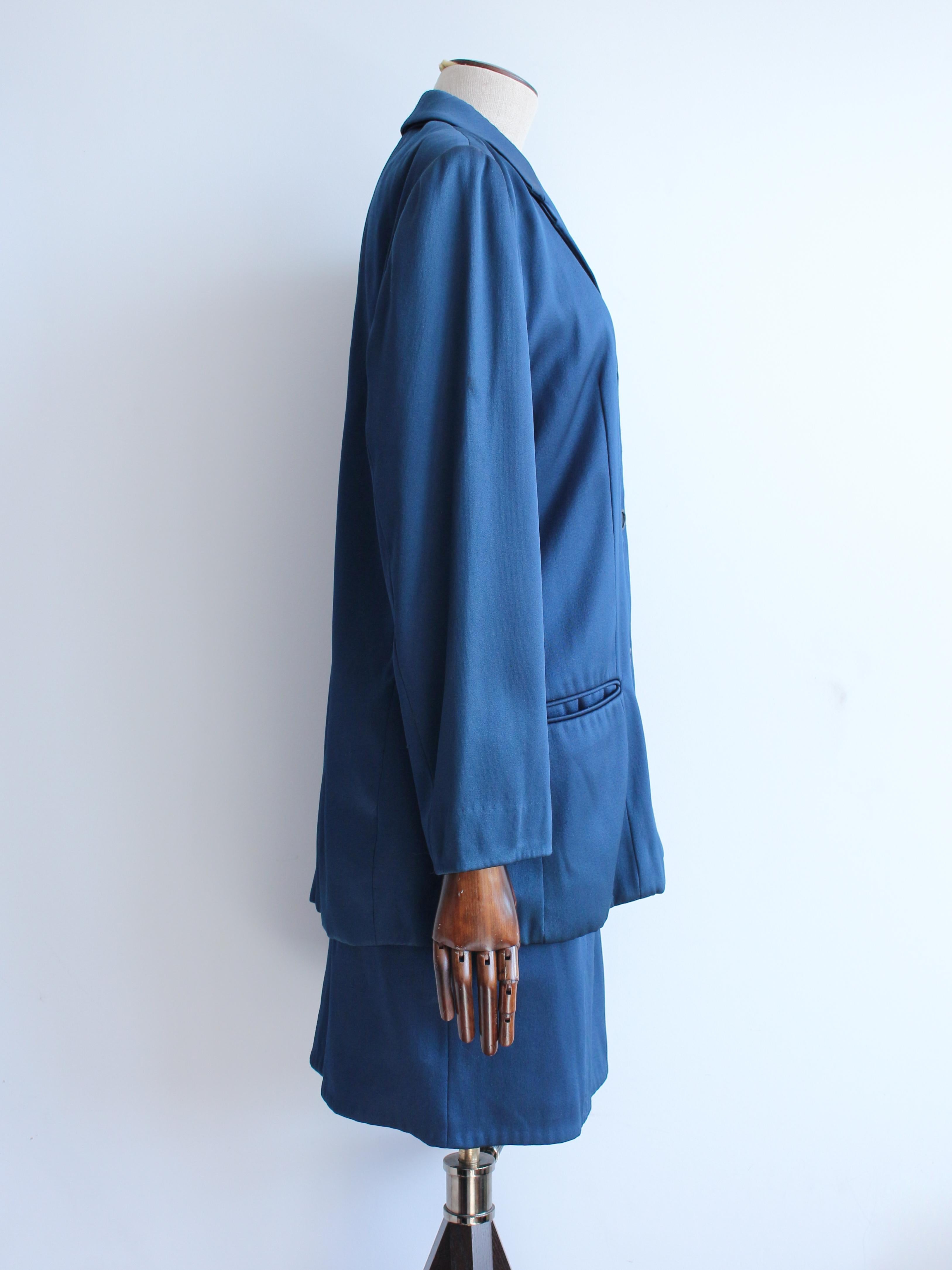 Helmut Lang Otoño/Invierno 1990 Traje con falda de satén azul Azul en venta