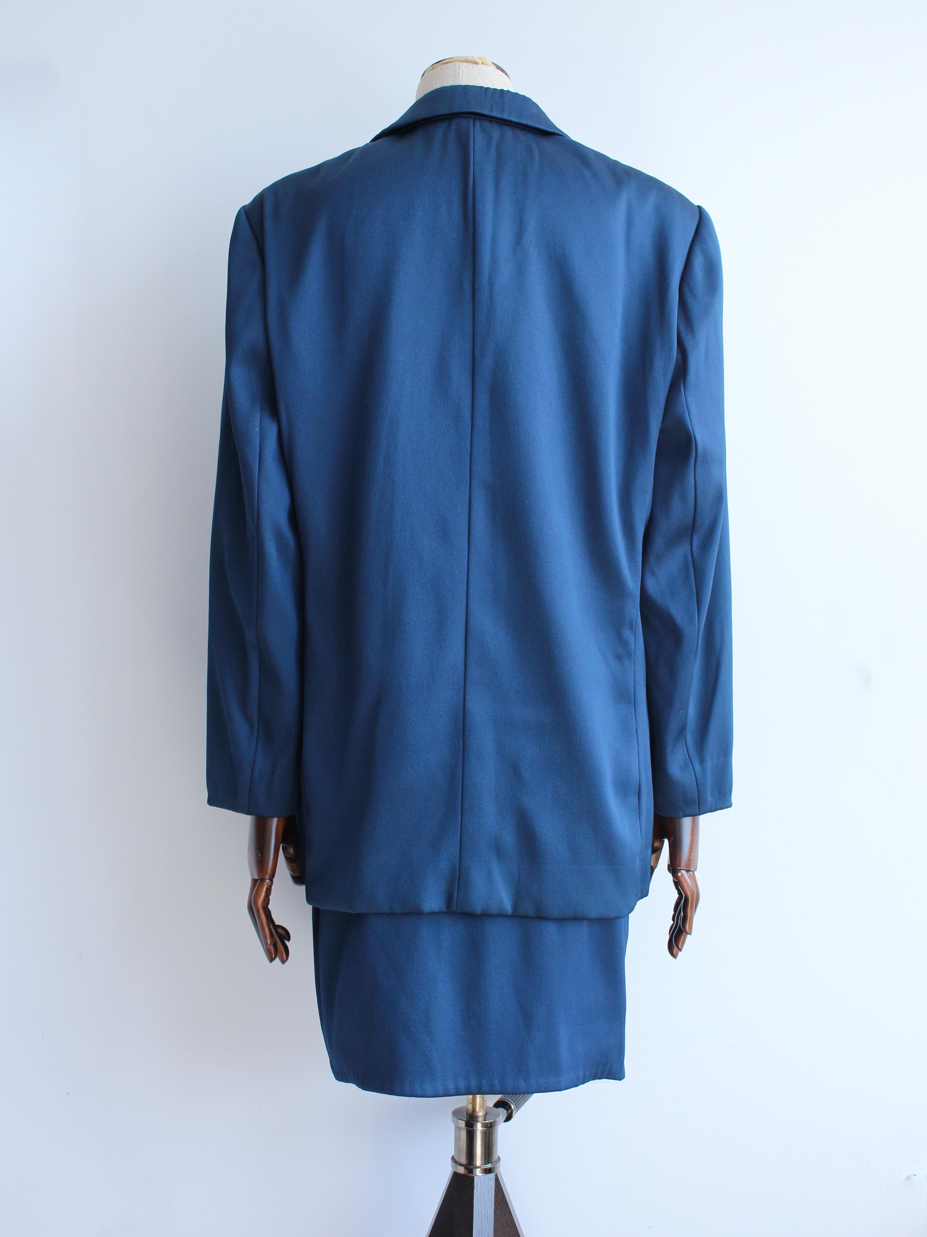 Helmut Lang Otoño/Invierno 1990 Traje con falda de satén azul en Bueno estado para la venta en Manchester, GB