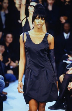 Helmut Lang Autumn/Winter 1995 Runway Naomi Black Panelled Satin Dress