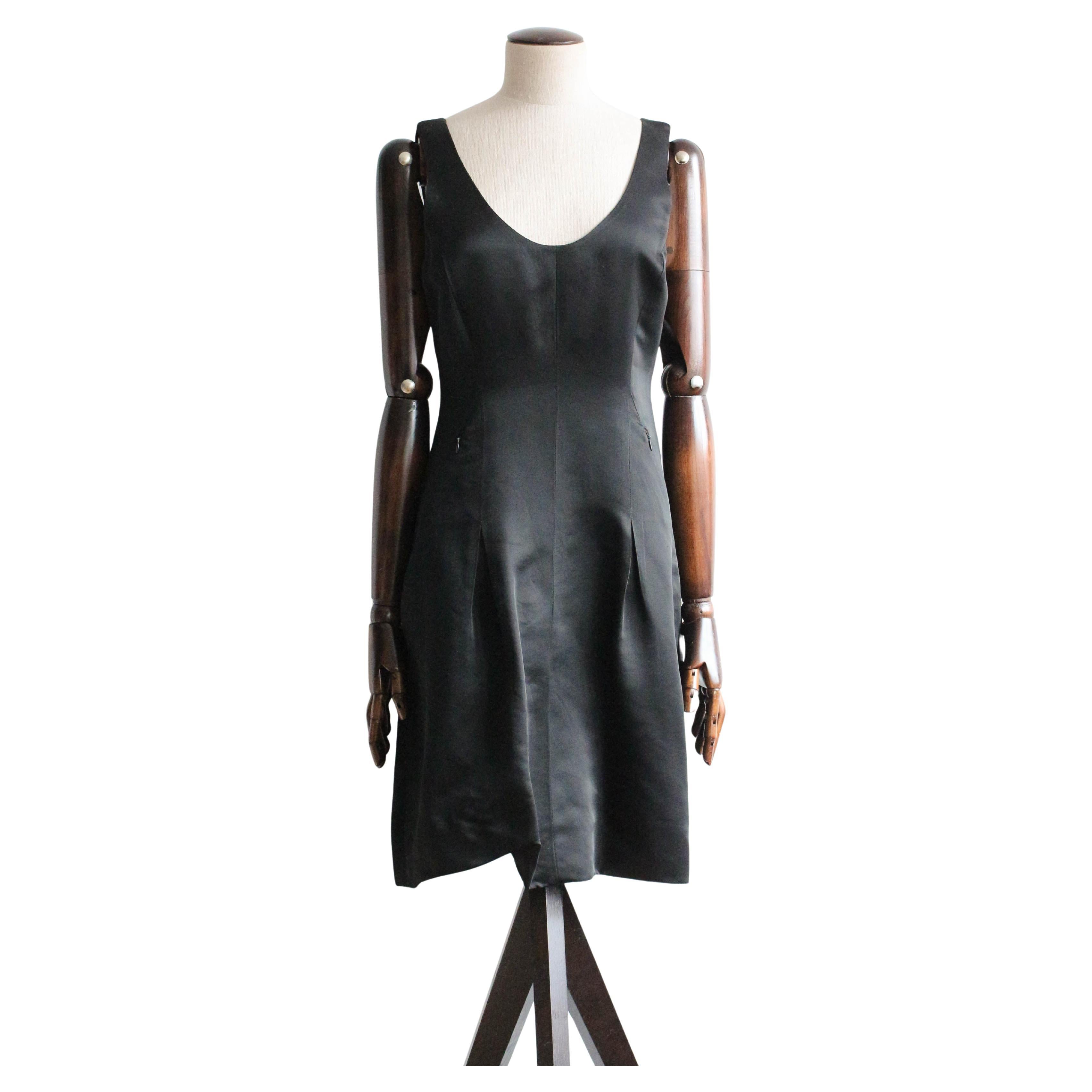 Helmut Lang Autumn/Winter 1995 Runway Naomi Black Panelled Satin Dress