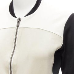 HELMUT LANG beige black color blocked bomber jacket US4 S