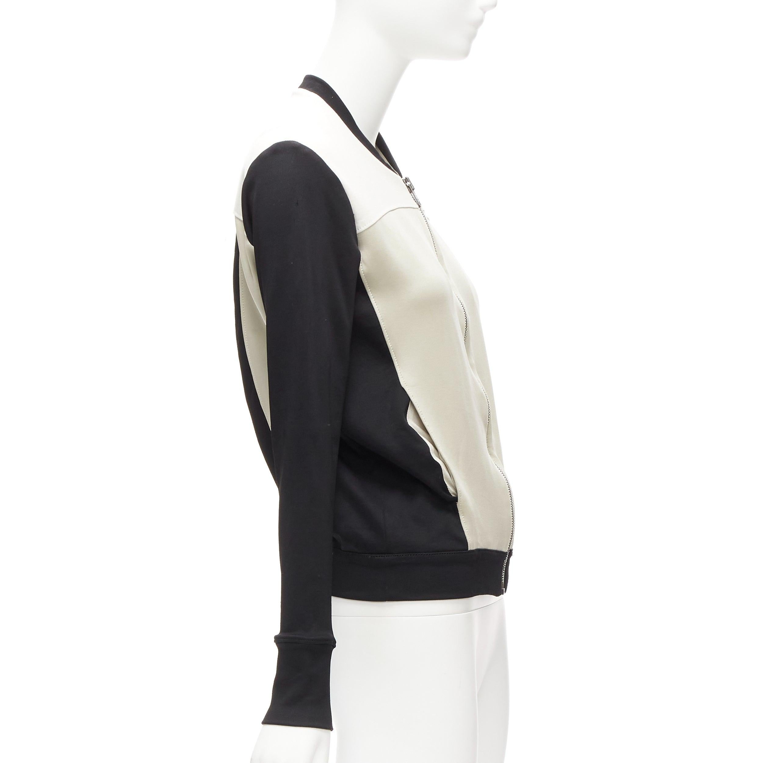 Women's HELMUT LANG beige black color blocked bomber jacket US4 S For Sale