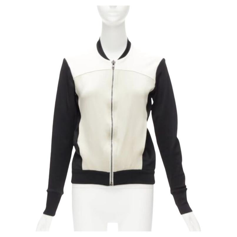 HELMUT LANG beige schwarze Farbblockierte Bomberjacke US4 S