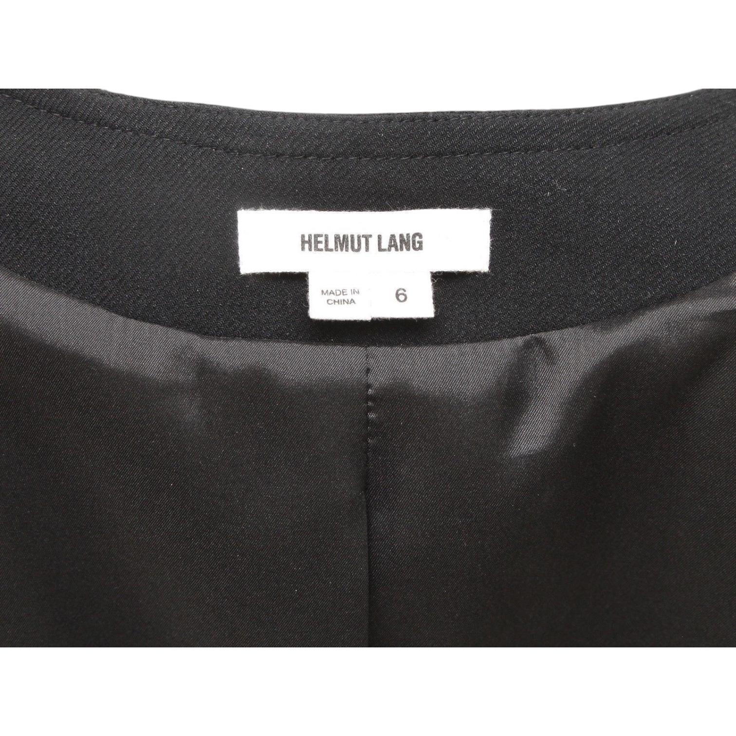 HELMUT LANG Black Blazer Jacket Coat Long Sleeve Hook and Eye Closure Sz 6 For Sale 3