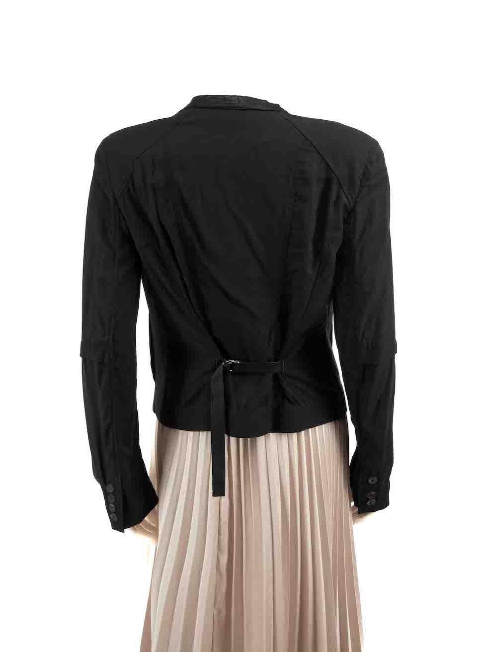 Helmut Lang Black Buckle Leather Trim Jacket Size M In Excellent Condition In London, GB