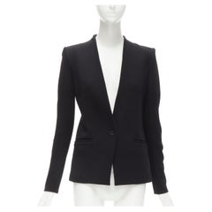 HELMUT LANG black collarless single button boxy blazer jacket US0 XS