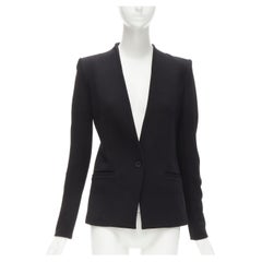 HELMUT LANG schwarzer kragenloser Einknopf-Blazer Jacke US0 XS