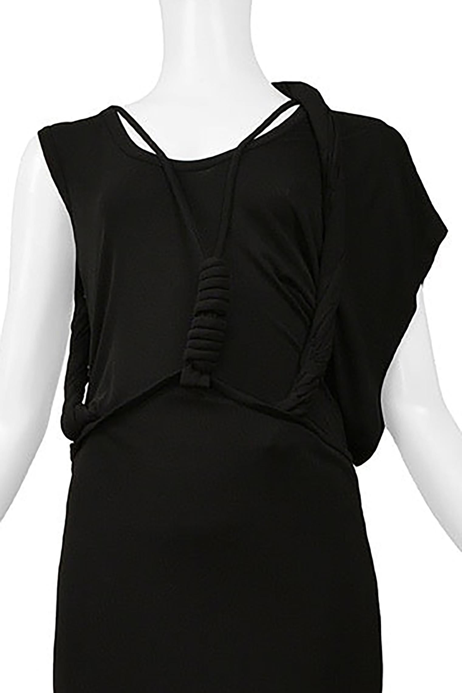 Helmut Lang Black Concept Dress With Cables & Knots 2005 In Excellent Condition For Sale In Los Angeles, CA