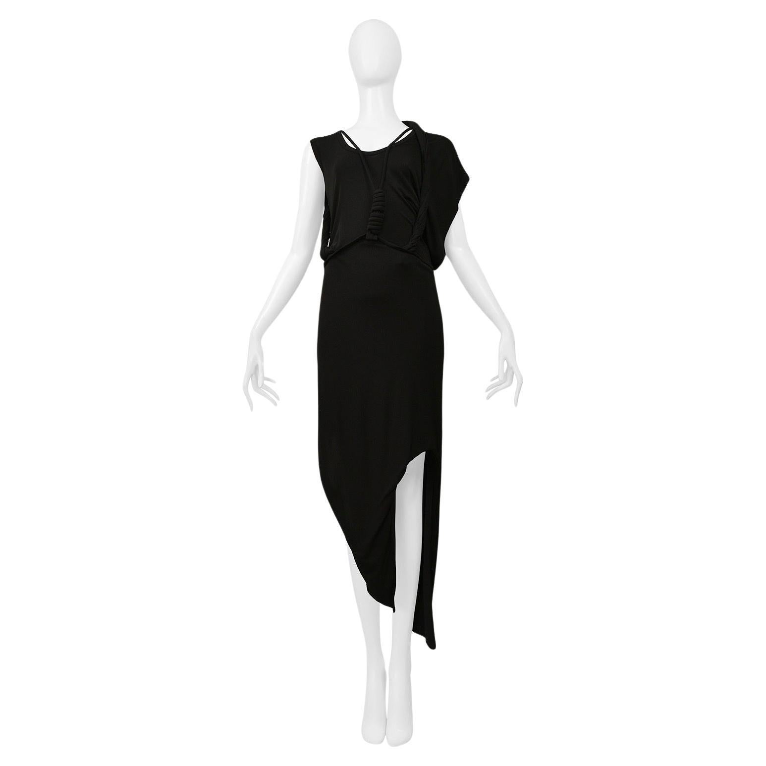 Helmut Lang Black Concept Dress With Cables & Knots 2005 For Sale