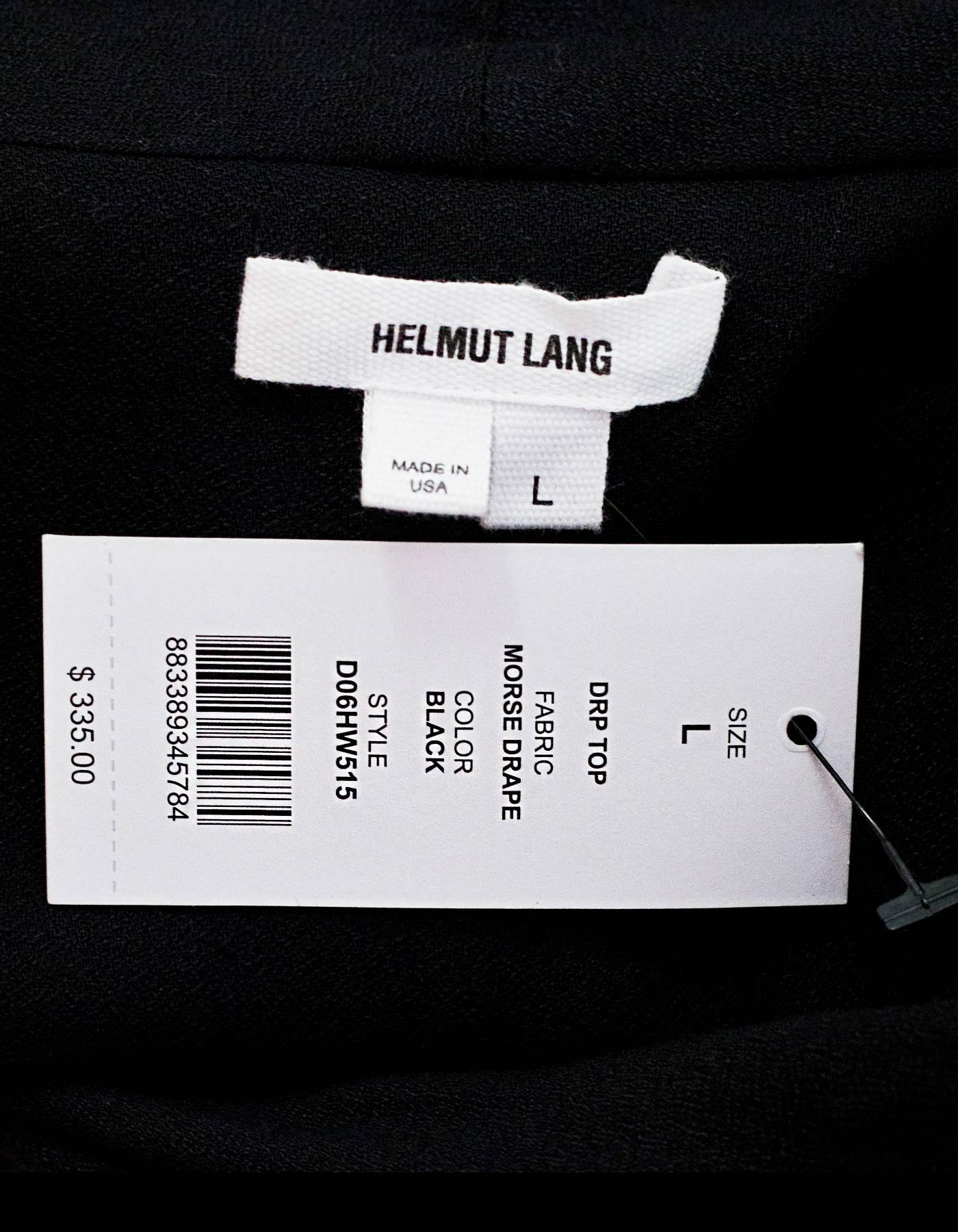 Helmut Lang Black Drape Top Sz L NWT In Excellent Condition In New York, NY